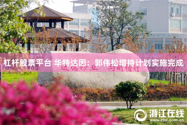 杠杆股票平台 华特达因：郭伟松增持计划实施完成