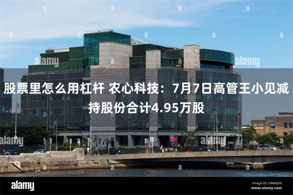 股票里怎么用杠杆 农心科技：7月7日高管王小见减持股份合计4.95万股