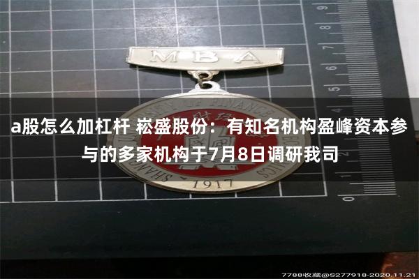 a股怎么加杠杆 崧盛股份：有知名机构盈峰资本参与的多家机构于7月8日调研我司