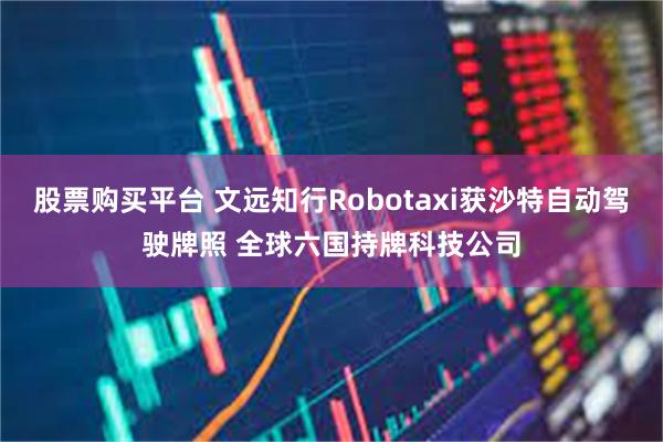 股票购买平台 文远知行Robotaxi获沙特自动驾驶牌照 全球六国持牌科技公司