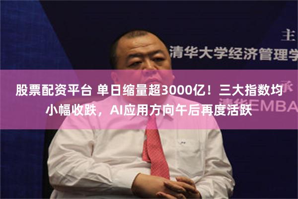 股票配资平台 单日缩量超3000亿！三大指数均小幅收跌，AI应用方向午后再度活跃