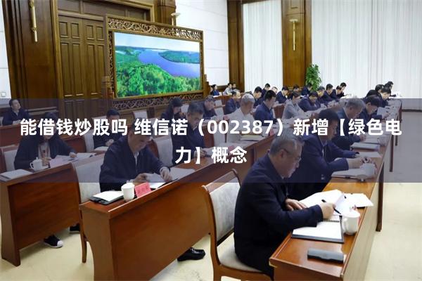 能借钱炒股吗 维信诺（002387）新增【绿色电力】概念