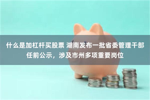 什么是加杠杆买股票 湖南发布一批省委管理干部任前公示，涉及市州多项重要岗位