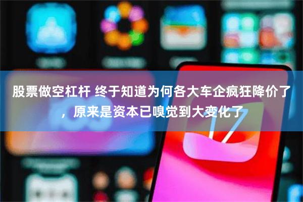 股票做空杠杆 终于知道为何各大车企疯狂降价了，原来是资本已嗅觉到大变化了