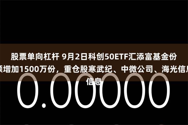 股票单向杠杆 9月2日科创50ETF汇添富基金份额增加1500万份，重仓股寒武纪、中微公司、海光信息