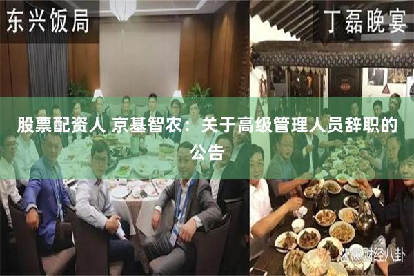 股票配资人 京基智农：关于高级管理人员辞职的公告
